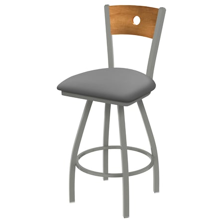 Holland Bar Stool Co. 30" Swivel Counter Stool, SS Finish, Med Back, Canter Grey Seat 83036ANMedMplB007